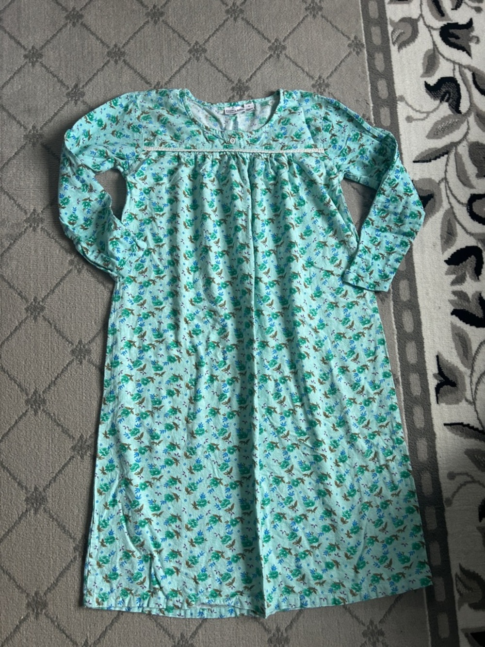 Country Store Mint Floral Flannel Nightgown